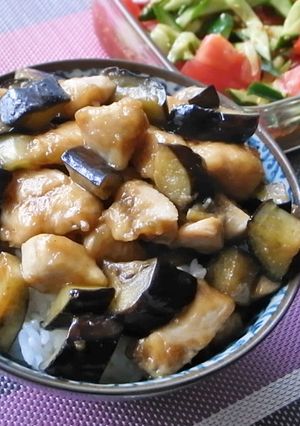 鶏むね肉とナスのしょうが焼き丼-レシピのメイン写真