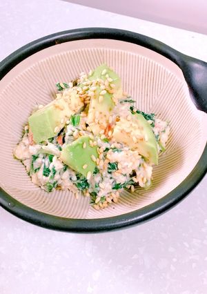 春菊と出し昆布の白和え。アボカド乗せ-レシピのメイン写真
