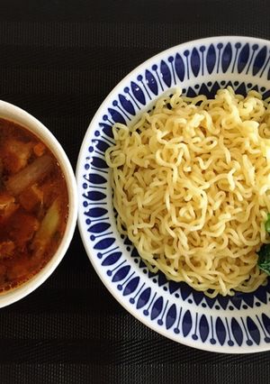 辛ラーメンで!焦がしネギ香る、旨辛つけ麺-レシピのメイン写真