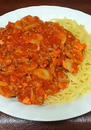 鮭とひき肉のミートパスタ-レシピのメイン写真