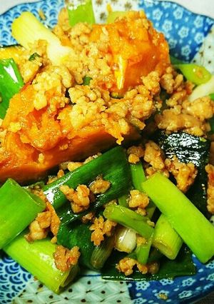 かぼちゃと鶏ひき肉のピリ辛炒め-レシピのメイン写真