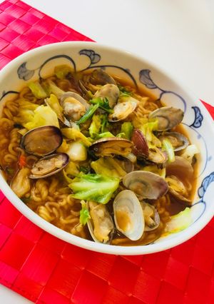 あさり＆キャベツのアーリオ☆辛ラーメン-レシピのメイン写真