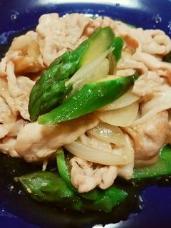 アスパラと新玉ねぎと豚肉のオイスター炒め-レシピのメイン写真