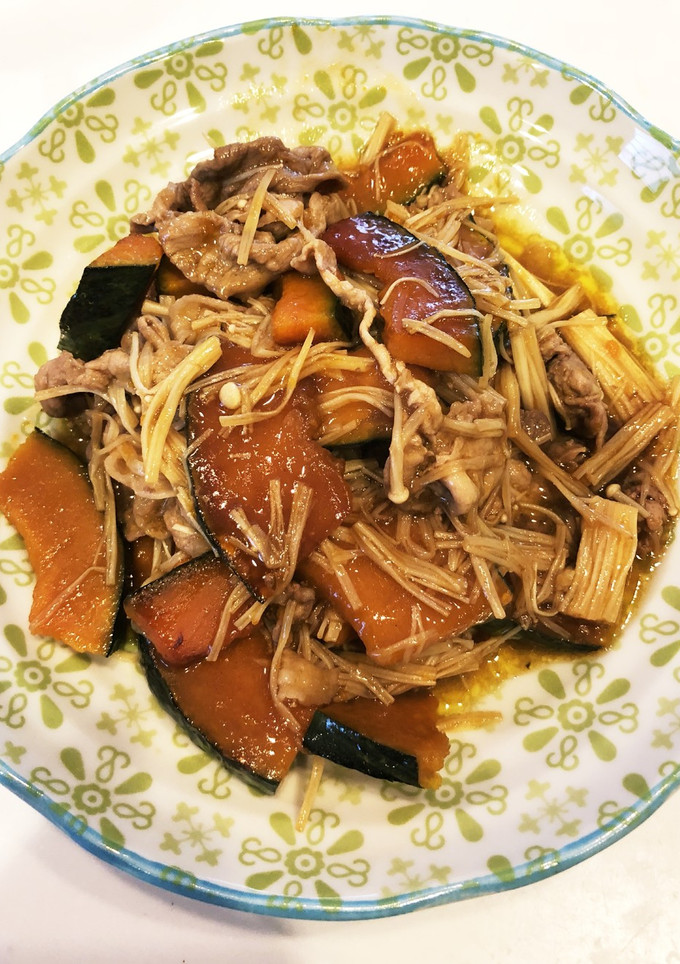 簡単！エノキと豚肉とかぼちゃの炒めもの-レシピのメイン写真