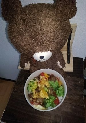 応用編砂ずりカラフル卵丼！-レシピのメイン写真