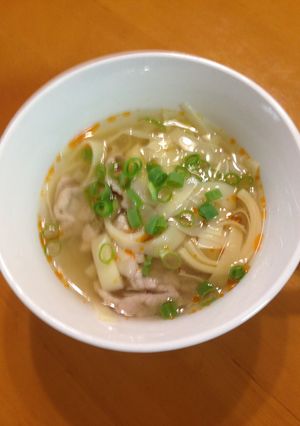 たけのこ姫皮と豚肉の酢っぱ辛いスープ-レシピのメイン写真