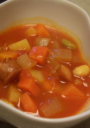 お豆さんのトマトスープ-レシピのメイン写真