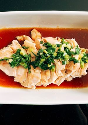 レンチンで超簡単！蒸し鶏ねぎポン酢♡-レシピのメイン写真