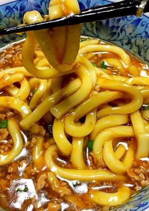 挽肉餡掛けうどん-レシピのメイン写真