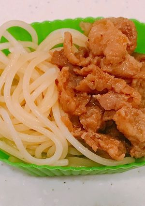 お弁当に！レンジで簡単、豚焼肉パスタ！-レシピのメイン写真