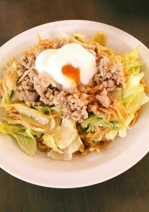辛ラーメンで具沢山◎汁なし辛めん-レシピのメイン写真