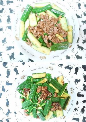【味噌炒】胡瓜×挽肉【生姜炒】-レシピのメイン写真