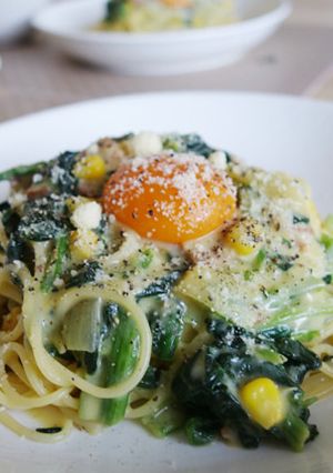 民泊飯 セブン食材で簡単カルボナーラ-レシピのメイン写真