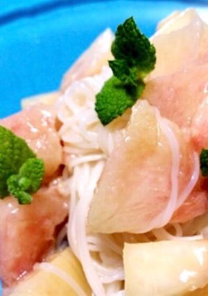 桃の冷製パスタ風-レシピのメイン写真