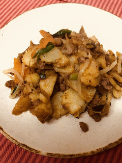 ジャガイモと合挽き肉のカレー風味炒め-レシピのメイン写真