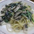 きのことホウレン草のチーズクリームパスタ