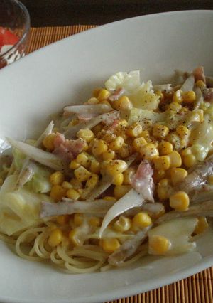 ごぼうとコーンのクリームパスタ-レシピのメイン写真