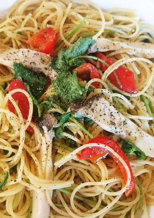エリンギと三つ葉のポン酢でパスタ-レシピのメイン写真