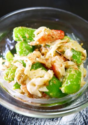 スナップエンドウとカニカマ胡麻マヨサラダ-レシピのメイン写真