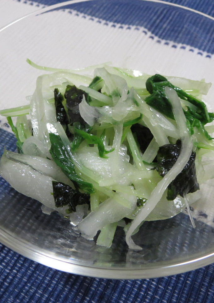 新玉ねぎと水菜の韓国のり和えサラダ-レシピのメイン写真