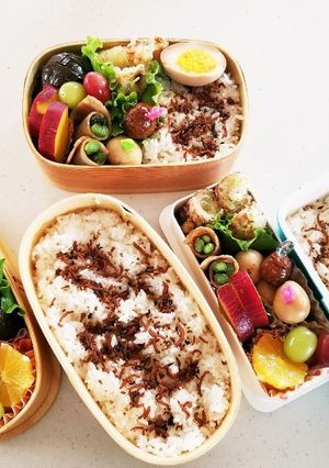 女子校生、予備校生男子、私の三人のお弁当-レシピのメイン写真