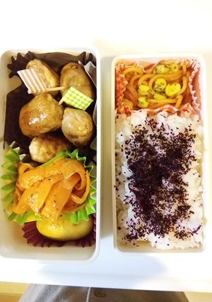 うずら肉巻き、簡単にんじんマリネ♪弁当-レシピのメイン写真