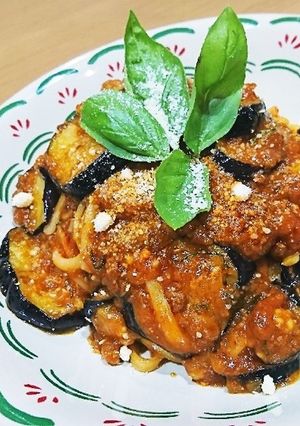 缶詰で簡単茄子のミートソーススパゲッティ-レシピのメイン写真