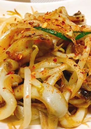 牛のど軟骨（ウルテ）のエスニック風炒め-レシピのメイン写真