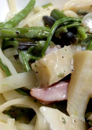 筍煮とわらびのクリームパスタ風-レシピのメイン写真