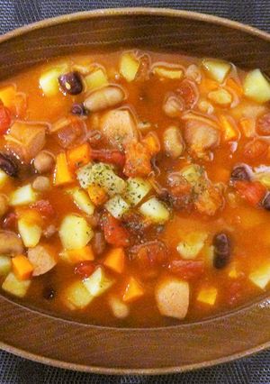煮豆&野菜ごろごろトマトスープ-レシピのメイン写真