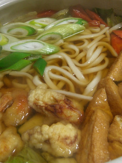 エビの天婦羅を入れた美味しいうどんすき!-レシピのメイン写真