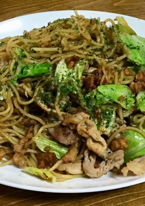雑な男料理：イカの姿あげ焼きそば！！-レシピのメイン写真