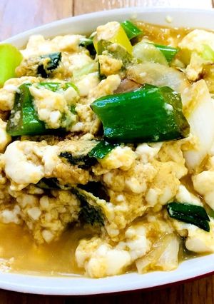 ネギと豆腐の卵とじ（適当）（備忘録）-レシピのメイン写真
