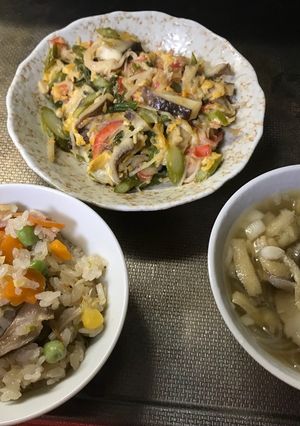 アスパラでごはんとおかず-レシピのメイン写真