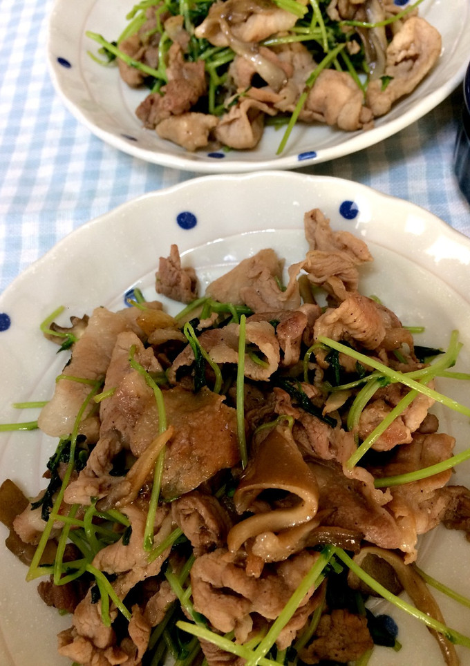 豚こま肉と豆苗＆舞茸の中華風炒め-レシピのメイン写真