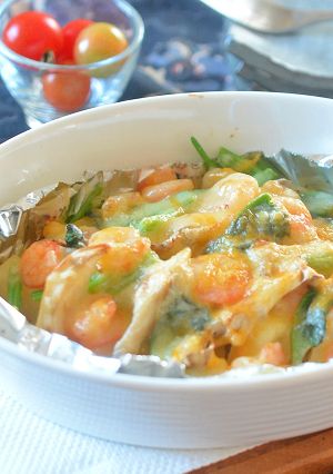 じゃが芋と海老、舞茸のチーズ焼き♪-レシピのメイン写真