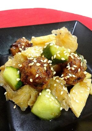 鶏団子と白きくらげのゆずぽん甘酢餡-レシピのメイン写真