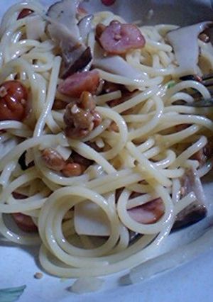 マツタケのお吸い物で納豆パスタ。-レシピのメイン写真