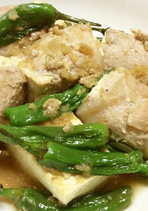 生姜の効いた肉巻き豆腐とシシトウ-レシピのメイン写真
