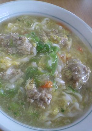 鶏団子と野菜のあんかけうどん-レシピのメイン写真