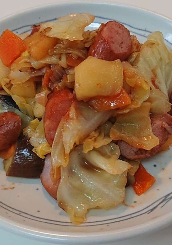 林檎の甘味とたれがよく合う五目野菜炒め-レシピのメイン写真