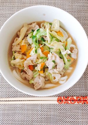残った野菜で☆レンチン野菜あんかけうどん-レシピのメイン写真