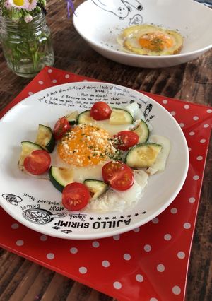 ズッキーニとトマトの粉チーズのせ目玉焼き-レシピのメイン写真