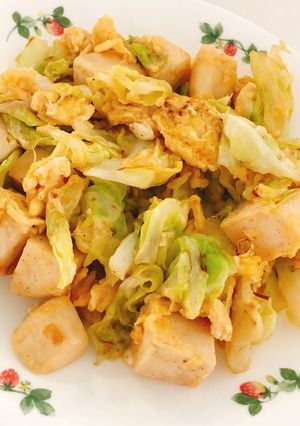簡単！キャベツと卵と鶏肉の炒め物-レシピのメイン写真