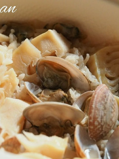 電子レンジで炊く筍と浅利の炊き込みご飯-レシピのメイン写真