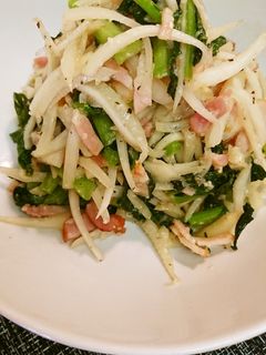 大根の葉皮ベーコン塩こうじ炒め-レシピのメイン写真