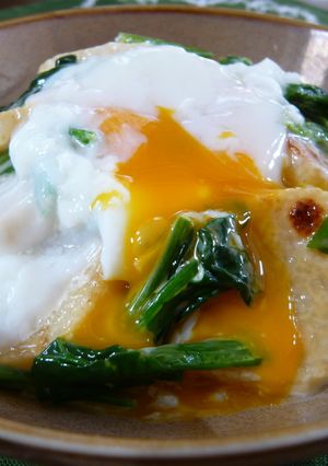 ほうれん草と焼き長芋のマヨ醤油☆温卵のせ-レシピのメイン写真