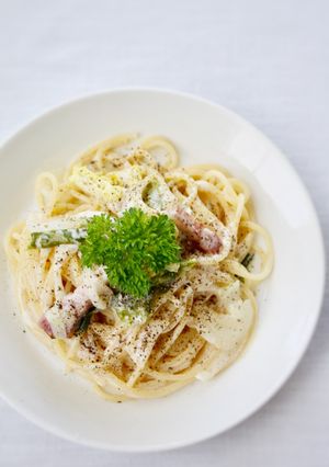 【春キャベツとベーコンのクリームパスタ】-レシピのメイン写真