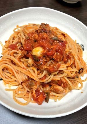 鯖とトマトの簡単パスタ-レシピのメイン写真