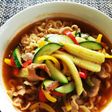 辛ラーメンに春野菜のせ